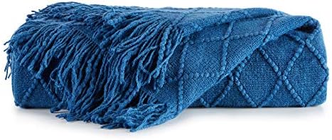 BOURINA Royal Blue Throw Blanket 50x60 Inch Knitted Soft Throw Sofa Blanket - Image 6
