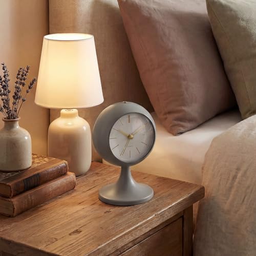 TIMESS Mid-Century Modern Analog Alarm Clock, Silent,Grey - Image 6