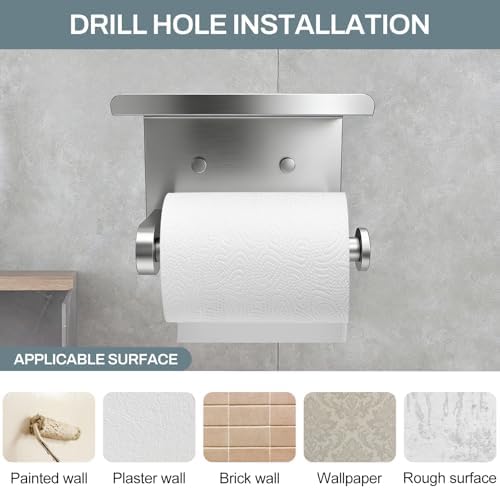 SetSail Toilet Paper Holder with Shelf Adhesive or Screw-in Brushed Nickel - Image 6