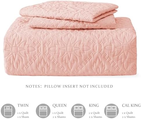 Exclusivo Mezcla California King Quilt Set, Blush Pink - Image 6
