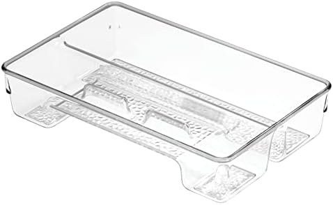 mDesign Plastic Toothbrush Holder, Storage Organizer Bin for Bathroom Vanity, Drawer, Cabinet, Closet - Holds Electric Spin Toothbrush, Toothpaste, Dental Floss Picks, Teeth Whitening Strips - Clear - Image 6