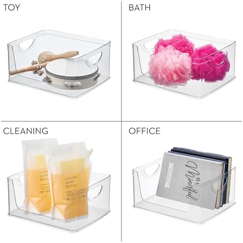 iDesign Stackable Open-Front Storage Bin with Handles, Clear - Image 7