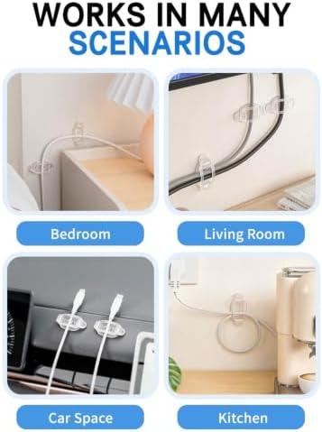 10 Pack Adhesive Cable Clips, Adjustable Cable Management Clips Transparent - Image 7
