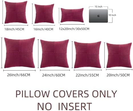 Fancy Homi 2 Packs Burgundy Red Decorative Throw Pillow Covers 20x20 Inch for Living Room Couch Bed Sofa, Farmhouse Boho Home Decor, Soft Corss Corduroy Patchwork Accent Cushion Case 50x50 cm - Image 6