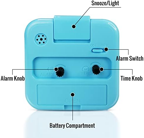 Lamisola Small Battery Operated Analog Alarm Clock for Bathroom, Travel Clock, Quieter Bedrooms Desk Bedside Clocks for Kids Teen, Blue - Image 6