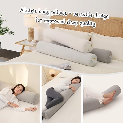 Body Pillow for Adults,Long Round Pillow,Big Cylindrical Pillow,Large Full Bolster Pillows for Side Sleepers (Zinc Gray, 47.24"*7.87") - Image 6