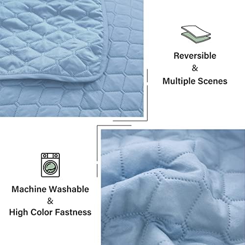 Exclusivo Mezcla Reversible King Size Quilt Bedding Set, Sky Blue - Image 6
