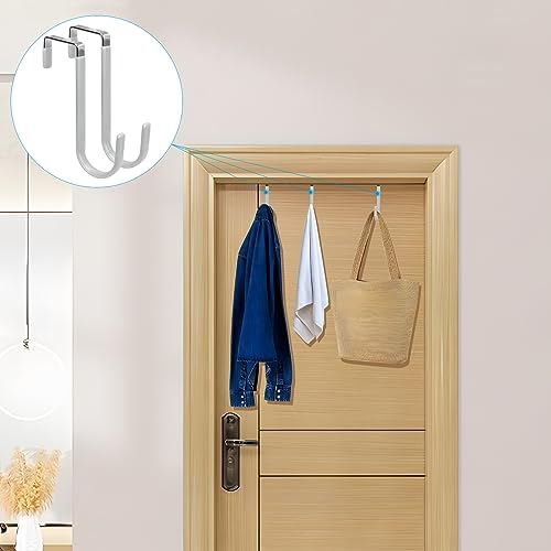 FYY Over the Door Hooks, Single-Hanger 4 Pack, Fits Doors 1 3/8" Silver - Image 6