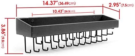 J JACKCUBE DESIGN Jewelry Organizer Necklace Holder with 23 Hooks, Wall Mounted Necklaces Bracelet Earrings Ring Holder Hanger with Shelf (Black, 14.37 x 2.95 x 3.86 inches) - MK208A