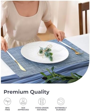 Leetaltree Woven Vinyl Placemats Set of 4, Deep Navy - Image 6