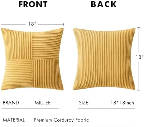 MIULEE Golden Mustard Decorative Throw Pillow Covers for Couch 18x18 Inch - Image 6