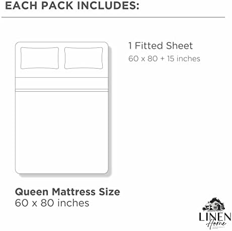 Linen Home Queen Size Fitted Sheet only 100% Cotton Percale, Ivory - Image 6