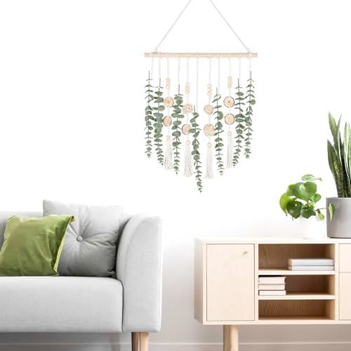 LB Artificial Eucalyptus Wall Hanging Decor, Fake Greenery Leaves with 16 inch Wooden Stick with Wicker Ball Green Eucalyptus Wall Art for Bedroom Bathroom Living Room Kitchen Decorations - Image 7