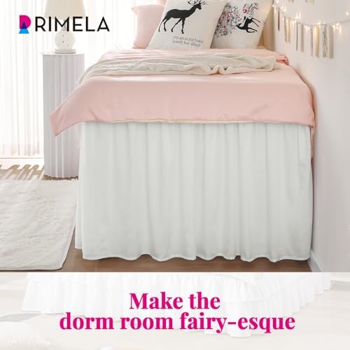 Dorm Bed Skirt Twin XL 32" Drop, College Dorm Essentials, Warm White - Image 6