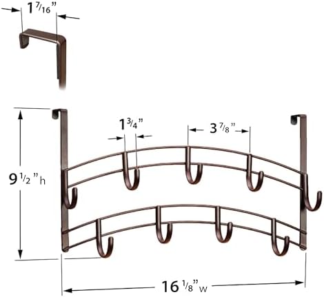 LYNK Professional® Home™ Over the Door Hooks - 9 Hook – Over the Door Coat Rack - Over the Door Hanger - Hanging Towels or Clothes - Bathroom, Bedroom, Laundry Room - Lifetime Ltd. Warranty, Bronze - Image 6