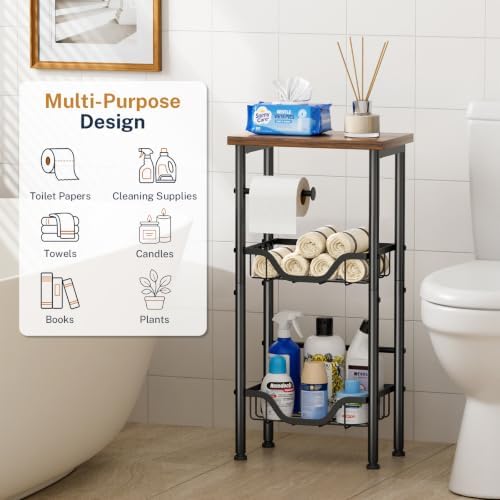 KIMBORA Toilet Paper Holder Stand with Storage for 4-9 Rolls Organizer - Image 7