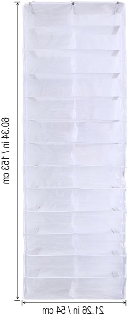 ULTECHNOVO 2pcs over The Door Shoe Organizer with 26 Pockets, White Non-woven Fabric Hanging Shoe Rack for Closet Storage and Space Saving