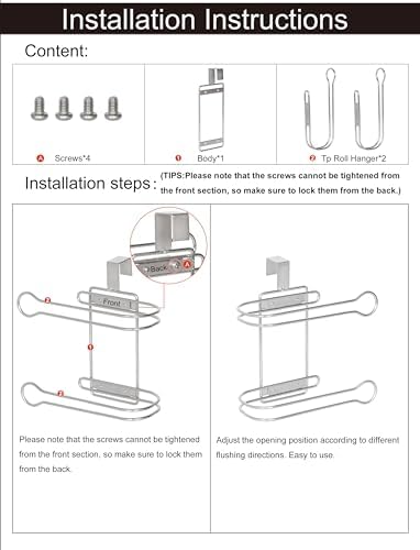 TQVAI Over the Tank Toilet Paper Roll Holder Stainless Steel Bathroom Tissue Storage Rack, Chrome Finish - Image 7