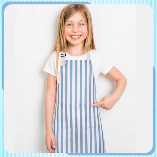 Kids Apron for Cooking Adjustable Striped Kids Apron with Pockets - Image 7