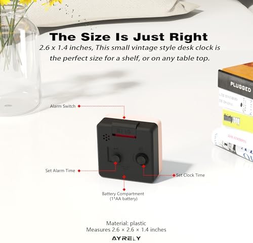 AYRELY® 2.6" × 1.4" Ultra Small Battery Operated Analog Travel Alarm Clock - Image 7