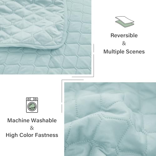 Exclusivo Mezcla Reversible King Size Quilt Bedding Set, Light Blue - Image 6