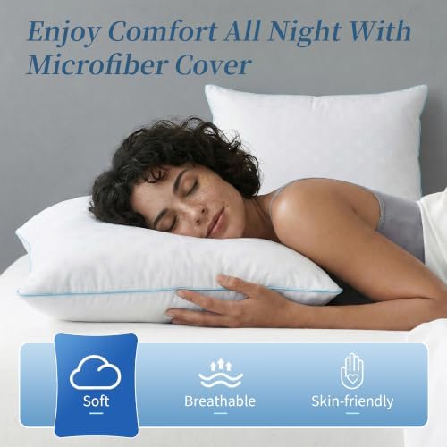 Pillows Standard Size Set of 2 – Standard Bed Pillows for Sleeping, Down Alternative Fill, Supportive Comfort, Hotel Style, Machine Washable, for Side Back Stomach Sleepers - Image 7