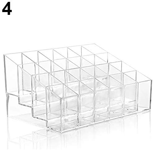 24 Space Lipstick Holder, Acrylic Lip Gloss Lipstick Holder Case Display Rack Holder 24 Slots Cosmetic Storage Holder Transparent