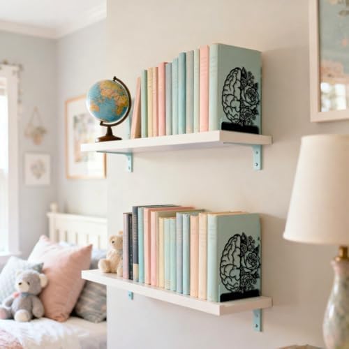 Peacoblue 4.7"x3.5"x5.9" Metal Bookends, Heavy Duty Book Ends for Shelves - Image 6
