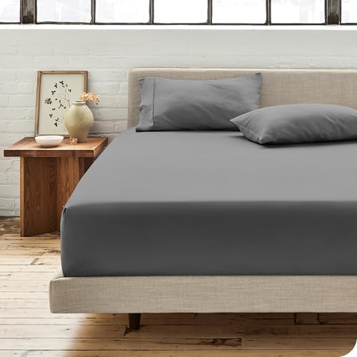 Bare Home 100% Organic Cotton Percale Fitted Sheet (Twin, French Beige) - Image 5