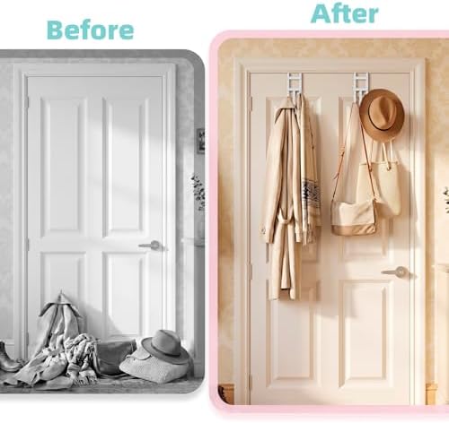 4 Pack Over-the-Door Hooks, No Installation Required, 100 Lb Heavy Duty with Anti-Scratch Rubber & Rust-Proof, Space-Saving Organizer for Coats, Towel & Bag, Bathroom, Bedroom, Kitchen, Office, White - Image 7