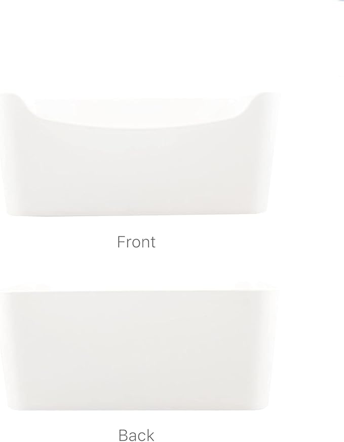 Ytteve XL - 4 Pack White Plastic Bins - 13.7 x 10.2 x 5.7 inch - Closet, Kitchen, Pantry, Bathroom & Office Storage Containers - Cabinet & Shelf Organizers