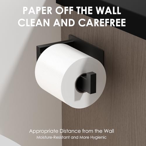 Auxmir Self Adhesive Toilet Paper Holder, Toilet Roll Holder, Matte Black - Image 6