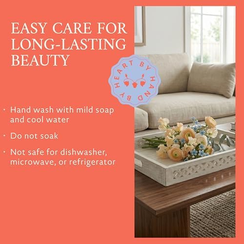 Mela Artisans Trellis Mango Wood Serving Tray - Whitewash, 16x12 in - Image 6