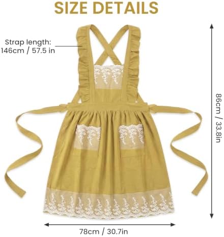 Aoomzoon Vintage Aprons for Women with Lace Ruffle, Cooking Kitchen Baking - Image 7