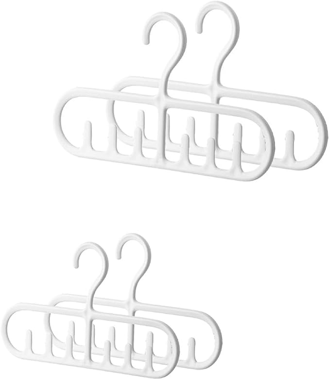 4 Pack Tank Top Hanger with 6 Hooks, Durable Hanging Closet Organizer Accessories Holder for Camisole, Bow Tie, Scarves, and More | White