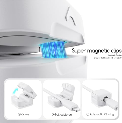 Cord Organizer Holder, 8 Pack Magnetic Desk Cable Clips Management, Hide Phone Charging Cable Keeper, Strong Adhesive Wire Charger Holder for Nightstand, Kitchen Appliances, Office Supplies - Image 6