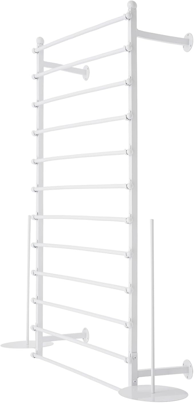 DYRABREST Wall Mounted Ribbon Organizer Rack, Metal Wrapping Paper Organizer Storage, Removable 12-Tier Hijab Organizer, 50lbs Load Capacity for Home, Craft Room, Flower Shop (White, 31.5 x 47.2 in)