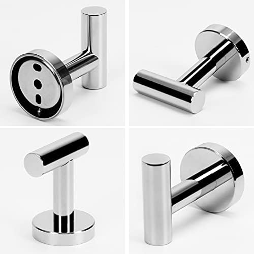 NearMoon Bath Towel Hooks- SUS 304 Stainless Steel Robe Hook Holder, Heavy Duty Coat Hook for Bathroom Livingroom Hotel Kitchen Garage, Wall Mounted (Chrome Finish, 4 Pack) - Image 6
