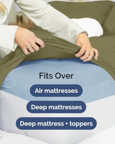 CGK Linens 2 Pack Extra Deep Twin Fitted Sheets - Sage Green - Image 7