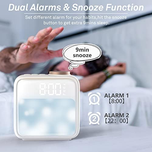 AIRIVO Alarm Clock Night Lights, Built-in Battery Alarm Clock for Bedrooms, 6 Scenes & White Noise Sync, Dual Alarms & Snooze, for Heavy Sleepers, Gifts for Kids Teens - Image 6