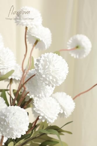 Floroom 6pcs White Faux Silk Mums Artificial Flowers, Bulk Fake Small Mini Chrysanthemums with Stems for DIY Wedding Centerpieces Floral Arrangements Vase Fillers Home Decorations - Image 4