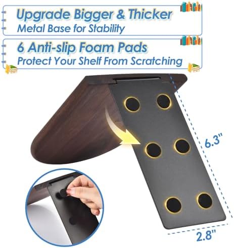Book Ends, Sturdy Wooden Bookends for Shelves - Heavy Duty Non-Slip Book Organizers, Decorative Bookend Holders for Home Office, Library, Black Walnut Universal Economy Bookend, Medium, Brown - Image 6