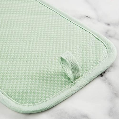 KitchenAid Gingham Pot Holder 2-Pack Set, Pistachio, 7"x10" - Image 4