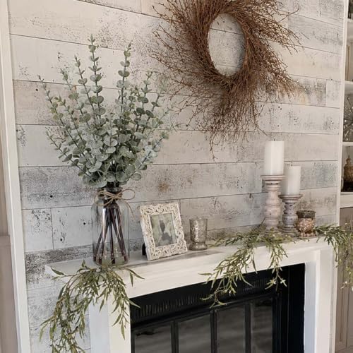 SwanMoon Artificial Eucalyptus Stems in Glass Vase with Faux Water, 17.5 Inch Mini Faux Greenery Plant for Bathroom Vanity, Coffee Table, Farmhouse Office, Wedding Home Table Centerpieces Decor - Image 6