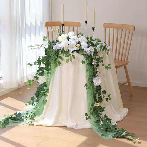 Mizii 2 Strands Artificial Vines Ivy Garland 79" Fake Vine with Silk Green Leaves Faux Hanging Plants Greenery Decoration for Outdoors Party Wedding Indoor Mantle Bedroom Home Decor (Ivy) - Image 6