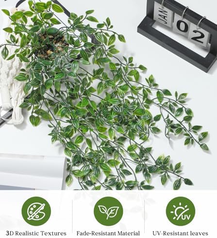 35.4" Fake Artificial Hanging Plant, Faux Mandala Ivy Vines Indoor - Image 6