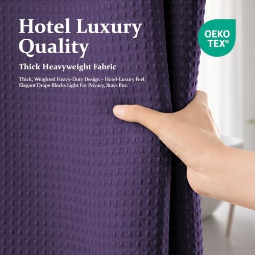 Dynamene Long Waffle Shower Curtain 256 GSM Heavy Fabric 72x78 Purple - Image 6