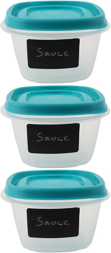 Bundle Rubber Maid Food Storage Containers 2 Cup Food Storage Containers 7 Piece Set, Teal Easy Find Lids, 3 Containers, 3 Lids Chalk Pen And 4 Chalk Labels