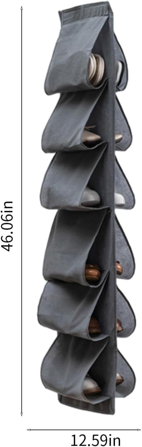 2 Pack Hanging Shoe Organizer, 12 Large Pockets, Rotating, Space Saving, Closet Shoe Storage