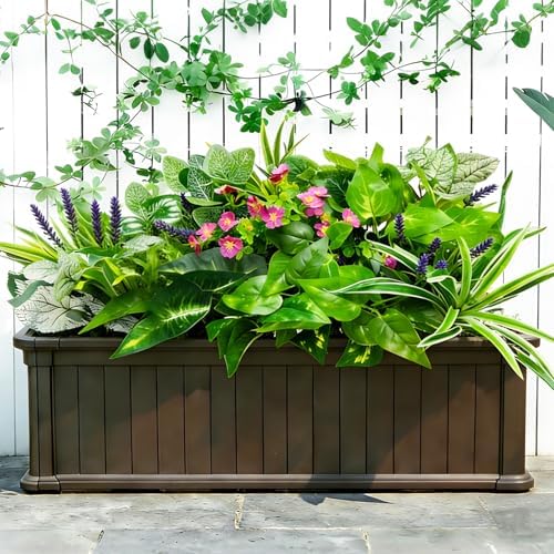24 Pcs Artificial Plants for Outdoors Faux Greenery Leaves UV Resistant Realistic Plastic Large Bunches Shrubs Bushes with Flowers, Fake Plants Decor Outdoor for Front Porch Door Patio Garden Yard - Image 6